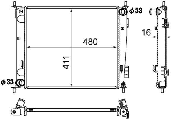 Kühlmittelkühler KIA SOUL 2008- - MAHLE