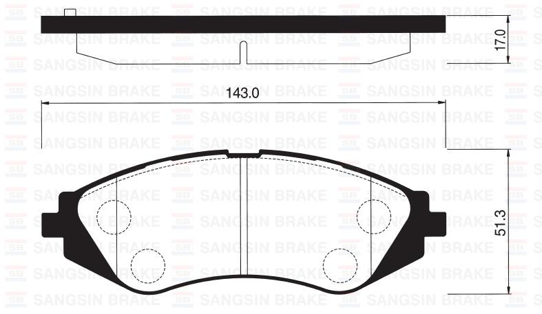 ÖN FREN BALATASI LACETTI 1.4-1.6-1.8 2.0D 04> NUBIRA 1.4-1.6-1.8 2.0D 04> - SANGSIN - OEM 96405129