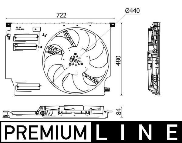 KOMPLE FAN 600 W 12 V BMW F45 F48 F39 MINI F60 PREMIUM LINE - MAHLE - OEM 17427646410