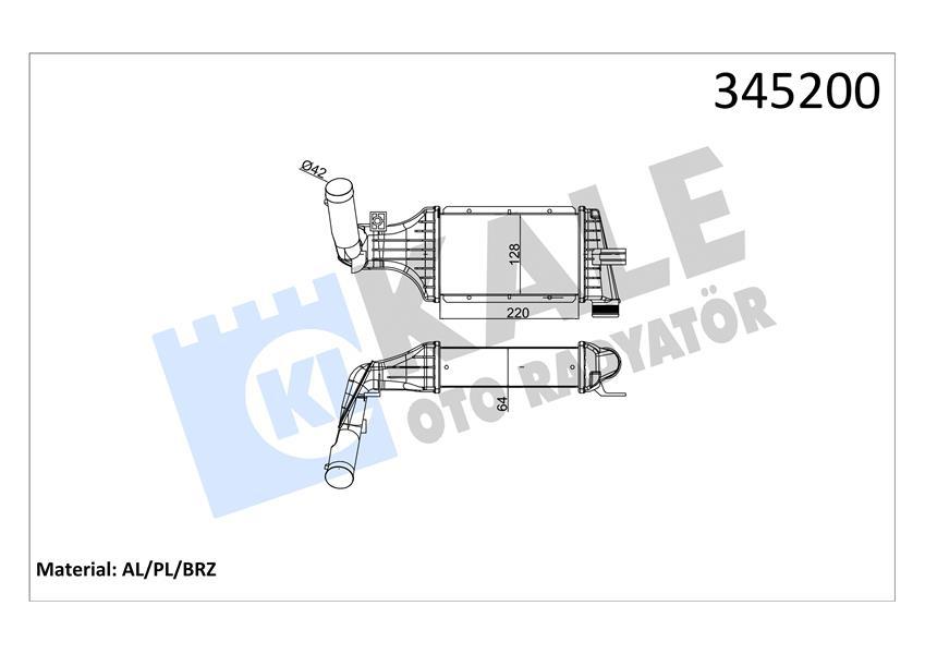 (x) TURBO RADYATÖRÜ (INTERCOOLER) ASTRA G-ZAFIRA A (AL/PL/BRZ) (220x127x64) - KALE - OEM 1302244