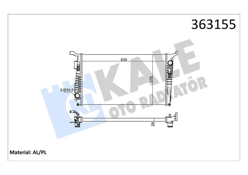 SU RADYATORU MEKANIK (630X378X24) DUSTER 1.5DCI (K9K 892-894-896-898) 4X4 110HP 10=> AC (MT) - KALE - OEM 214108807R