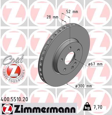 FREN DISKI ON MERCEDES VITO W447 14> — ZIMMERMANN 400.5510.20 - ZIMMERMANN - OEM A4474210312