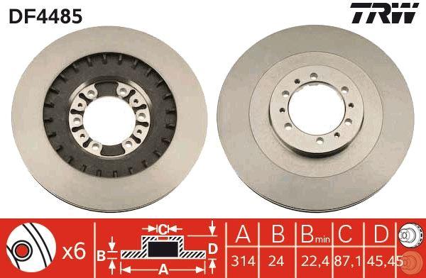 ÖN FREN DİSKİ (HAVA KANALLI) MITSUBISHI L200 2.5L 4D56INT MAGNUM K74T 4x4 02-05 (314 çap x 6 bijon) - Takım disk fiyatıdır - TRW - OEM MB699716