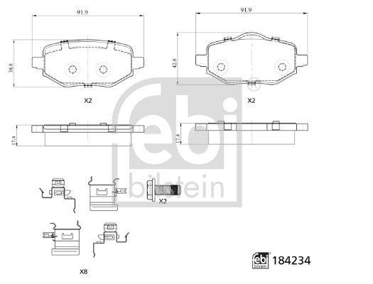 ARKA FREN BALATASI (OTOMATİK EL FRENİ) CORSA F-C4-208-2008-DS3 - FEBI - OEM 1643574280