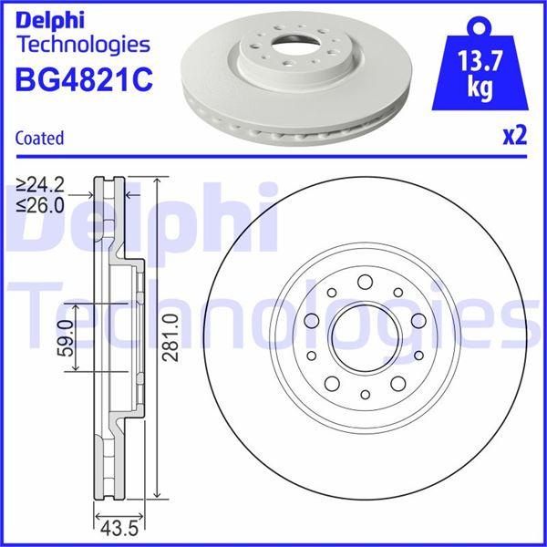 ÖN FREN AYNASI (DİSK) FIAT EGEA 16> 1.0 1.3 MTJ 1.4 1.5 1.6 MTJ (5 BİJON DIŞ:284MM K:24MM ) - DELPHI - OEM 51990127