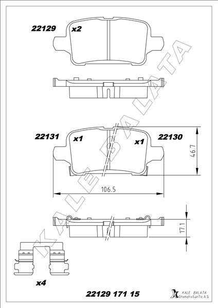 FREN BALATASI ON CORSA E 14=> ADAM 13=> ( 14 JANT ) - KALE BALATA - OEM 1605280