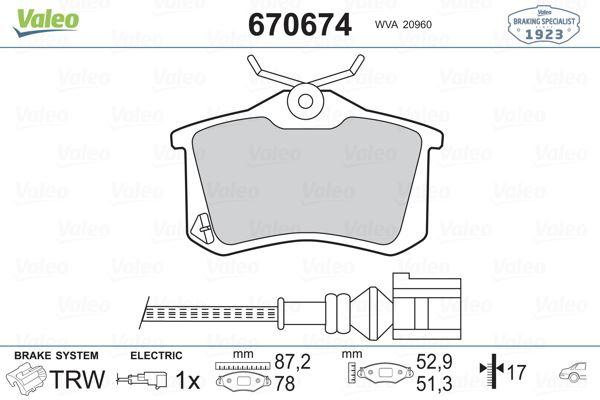 ARKA BALATA FLUENCE-MEGANE II-III-P207-P308-P307-PARTNER-BERLINGO-C2-C3-C4-CROSSLAND- BORA-PASSAT 97>GOLF IV-V-POLO (87x52,9x17) - VALEO - OEM 1J0698451P