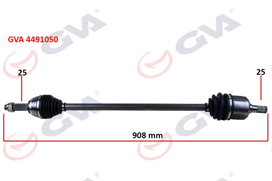 KOMPLE AKS SAĞ ACCENT ADMIRE 1.3-1.5D (03-06) ABS`Lİ (29DİŞ) (908mm) - GVA - OEM 4950025210