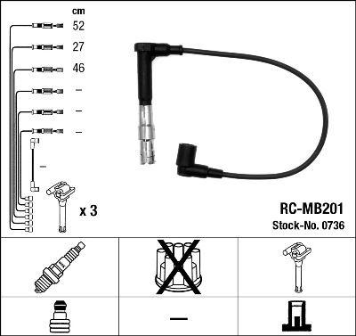 ATESLEME KABLOSU SETI MERCEDES M104 W124 S124 C124 W202 W210 W463 W140 3`LU - NGK - OEM 0300890641