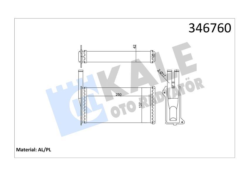 KALORİFER RADYATÖRÜ SIERRA (AC+KLİMASIZ) (249x134x42) - KALE - OEM 85GG18B539CD