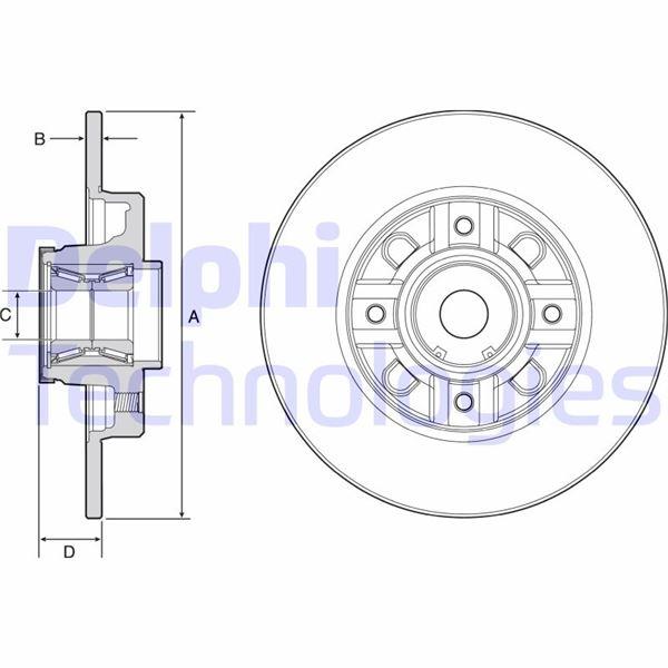 FREN DISKI ARKA DELIKSIZ C4-308 07>DS4 11> (249x9x4DL) RULMANLI - DELPHI - OEM 424966