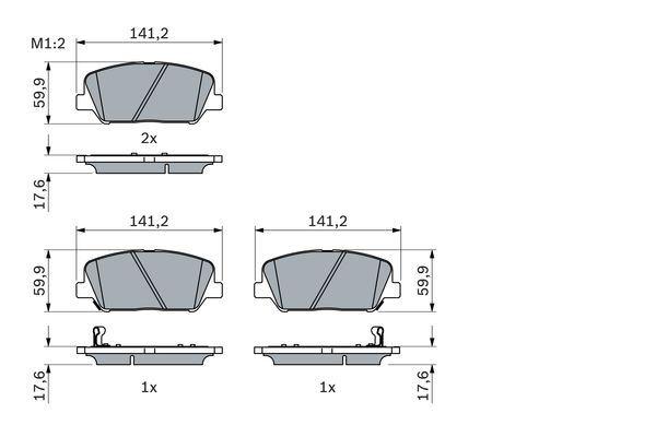 FREN BALATASI ON (141 mm) HYUNDAI I30 KIA CEED 12- (16 INC) - BOSCH - OEM 581012MA90