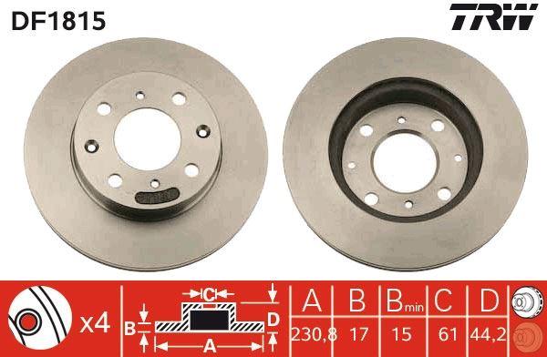 ÖN FREN AYNASI CIVIC(91-95)ROVER200(85-89)(230.8x17x15xHAVALI) - TRW - OEM 45251SB2932