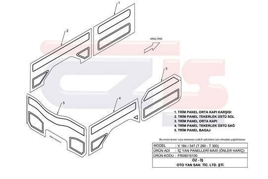 KAPI DÖŞEMESİ (ÖN KAPILAR HARİÇ) FORD TRANSİT V184-V347 MAXI ( PARÇA) - OZIS