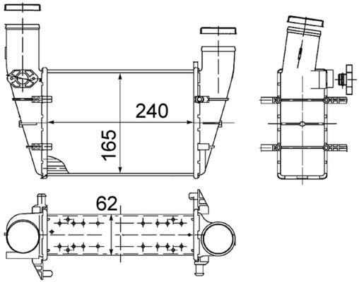 TURBO RADYATÖRÜ (INTERCOOLER) PASSAT-A4-A6- 1.8 T-1.9 TDI (240x175x62) - MAHLE - OEM 058145805A