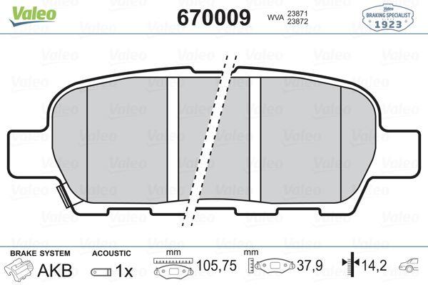 FREN BALATASI ARKA (105 MM) NISSAN X-TRAIL QASHQAI MAXIMA VII MURANO II SUZUKI LANDY INFINITI FX M35 M45-EX RENAULT KOLEOS I - VALEO - OEM 440608H385