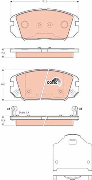 FREN BALATASI ON 131 mm HYUNDAI SONATA V 3.3 05 - - TRW - OEM 581013KA20