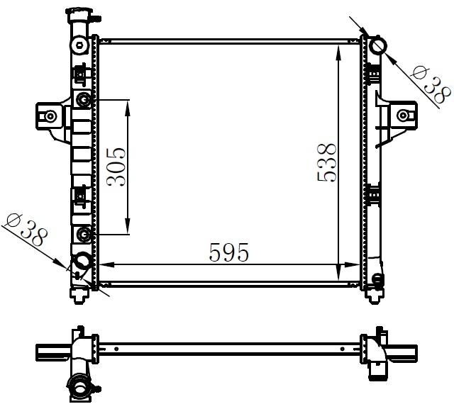 RADYATÖR BRAZİNG JEEP GRAND CHEROKEE 4.0İ (99-05) (OTOM) (595x538x26) - ORIS - OEM 52079428