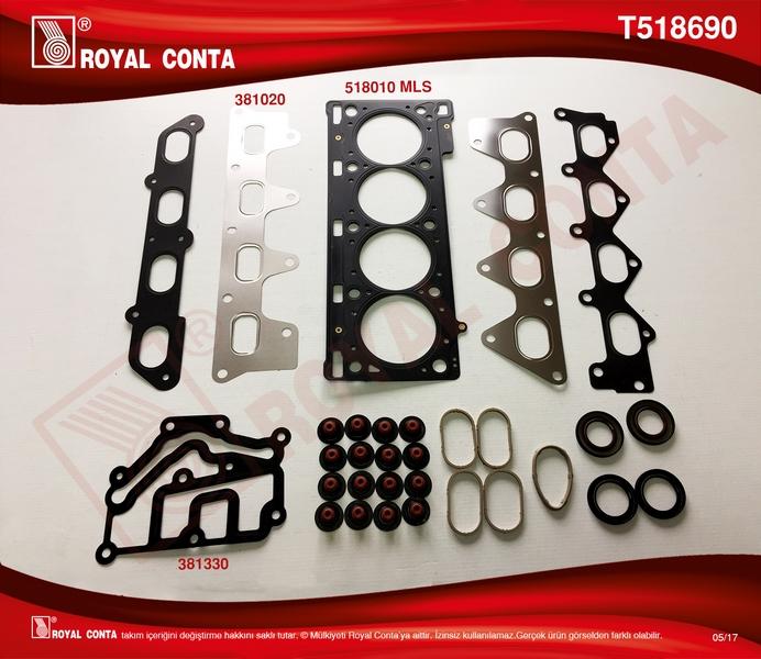 ÜST TAKIM CONTA SKC`Lİ LGN II 1.8-2.0 16V F4R/F4P (REİNZ KEÇELİ VE SUBAP LASTİKLİ) - ROYAL - OEM 7701471278
