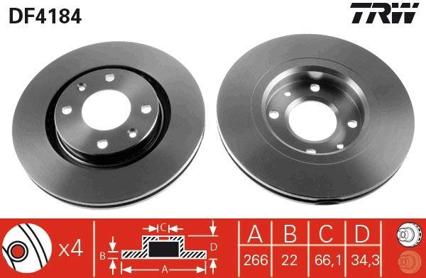 ÖN FREN AYNASI CORSA F-301-307-206-207-PARTNER-BERLINGO-C-ELYSEE-C2-C3 02=>C5-C4 (266x22x4DLxHAVALI) CROSSLAND X-DS3-2008-1007-208 (4249.G1-4246.W1-4246.W7-4246.W7) - TRW - OEM 3556159