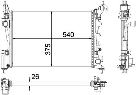 MOTOR SU RADYATÖRÜ OPEL CORSA D-CORSA E 1.2-1.4 A12XER A12XEL B12XEL A14XER B14XER 11> (540x378x23) - MAHLE - OEM 1300312