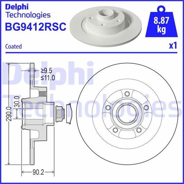 FREN DİSKİ (TEKLİ PAKET) - RULMANLI - BOYALI. DELİKSİZ ARKA RENAULT ESPACE V 02/2015 > - DELPHI - OEM 432027306R