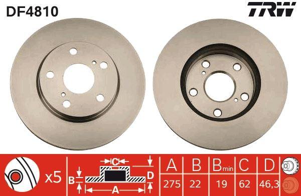 ON FREN DISKI AYNASI HAVALI AURIS - COROLLA 07 - 12 275×5 - TRW - OEM 4351212670