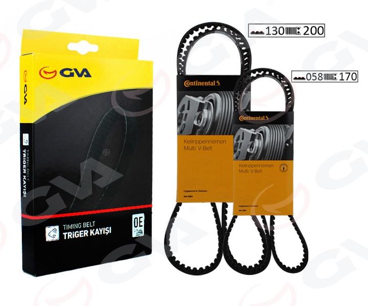 TRİGER KAYIŞI SETLİ (130x200+058x170) VW BORA GOLF IV-V-PLUS POLO 1.4-1.6 16V (536023310+536022810) - GVA - OEM 036109119P