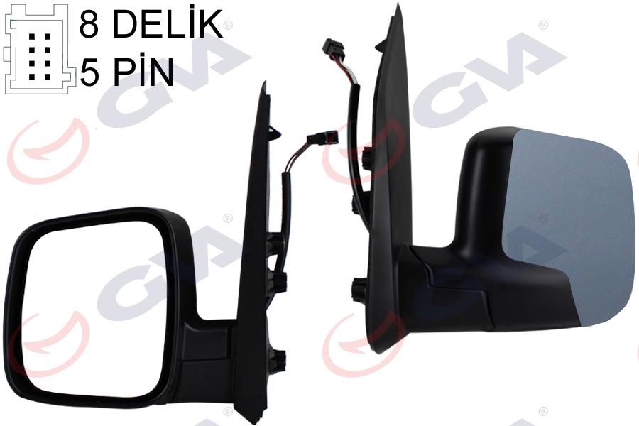 DIŞ DİKİZ AYNASI SOL FIORINO-BIPPER-NEMO 07> ELEKTRİKLİ+ISITMALI+ASTARLI+KONVEKS 5 FİŞ VM-6115EHPL - GVA - OEM 735460571