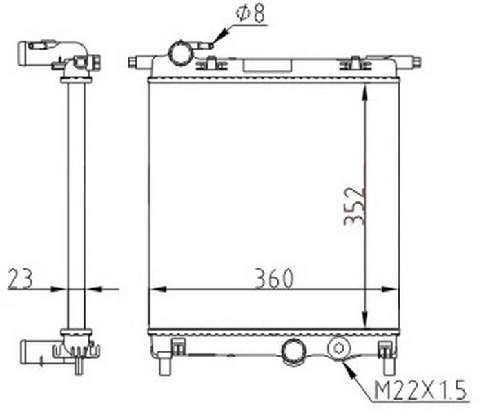 RADYATOR MECHANİCAL MT(352×360×24)CİTİGO 1.0İ 11+ 65300 - ORIS - OEM 1S0121253P