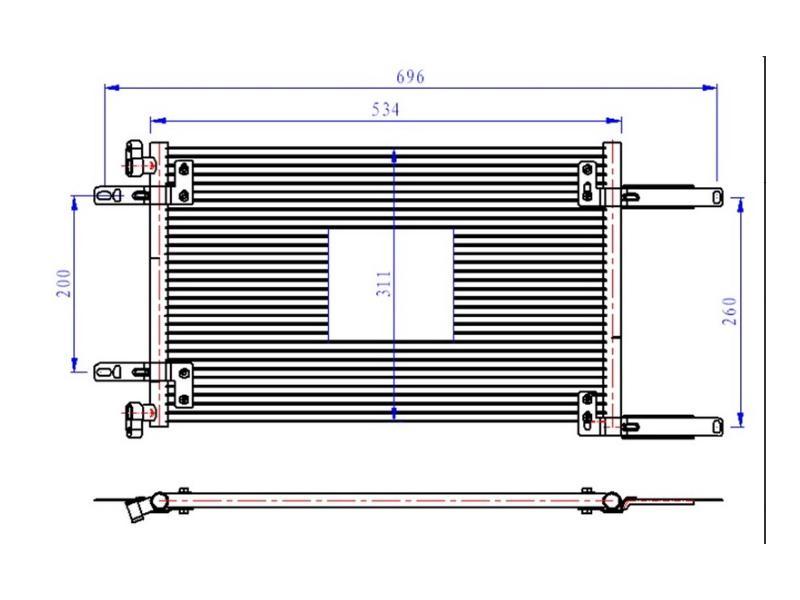 KLIMA RADYATORU (KONDANSER) DOBLO 01> 1.9 DZL (534x219x16) - ORIS - OEM 46811208