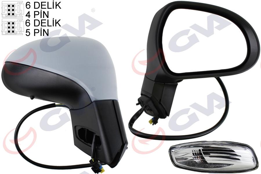 DIŞ DİKİZ AYNASI SAĞ 207 06> ELEKTRİKLİ+ISITMALI+SİNYALLİ+SENSÖRLÜ+ASTARLI+KONVEKS VM-6207EHPSR - GVA - OEM 8149.ZH