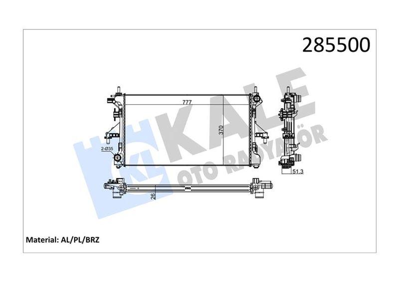 SU RADYATORU 780×370X26 BRAZING PEUGEOT BOXER - CITROEN JUMPER - FIAT DUCATO 2.2HDI 11- - KALE - OEM 1330.Q2