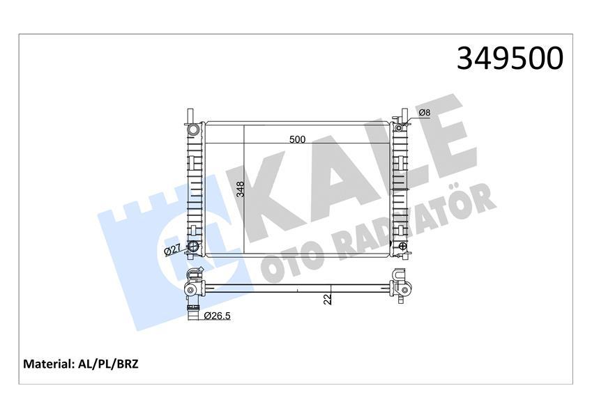 MOTOR SU RADYATORU FIESTA 1.25 16V 1.4 16V 1.4TDCI 01>08 MAZDA II 1.4CD MANUEL BRAZING VERSIYONU - KALE - OEM ME4S6H8005CB