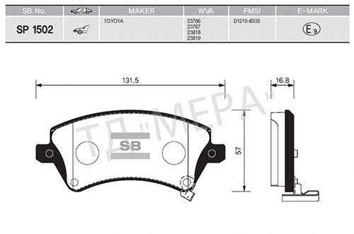ÖN FREN BALATA TOYOTA COROLLA 1.4L 1.6L 4ZZ-FE 3ZZ-FE ZZE120 ZZE121 VVTi 02-06 / 1.4L 1NDTV NDE120 04-06 - SANGSIN - OEM 0446502061