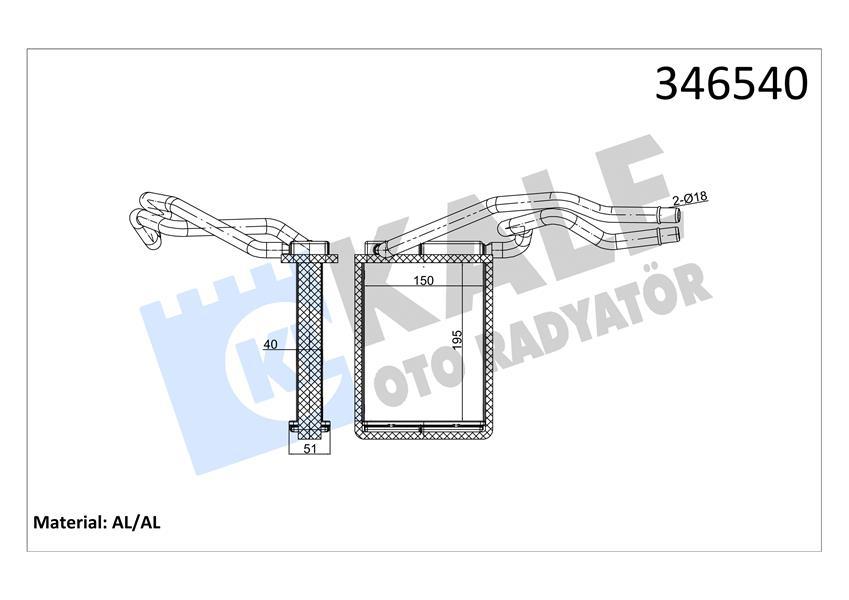 KALORİFER RADYATÖRÜ FORD FİESTA/FUSİON 02> — KALE 346540 - KALE - OEM 2S6H