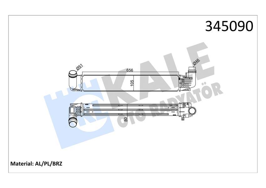 TURBO RADYATORU (INTERCOOLER) DACIA DUSTER 1.5DCI 10> (AL/PL/BRZ) - KALE RADYATOR - OEM 8200880552