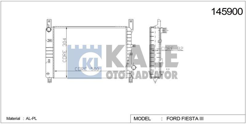 RADYATÖR 2 SIRA AL+PL FIESTA III 1.4/1.6 16V/1.8D (NAC) (MT) - KALE - OEM 89FB8005DC