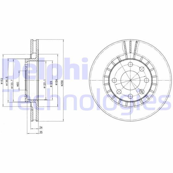 FREN DISKI ON HAVALI CORSA B ASTRA F VECTRA A AVEO 2006 - — DELPHI DEL-BG2443T - DELPHI - OEM 569001