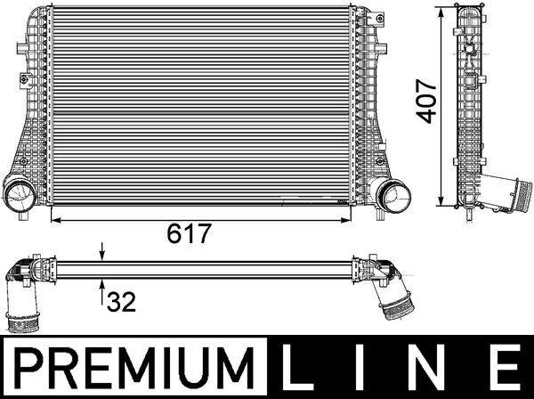 TURBO RADYATÖRÜ (INTERCOOLER) VW PASSAT 1.6TDI-2.0TDI-2.0TDI 16V (05-10) (617x407x32 - MAHLE - OEM 3C0145805AN
