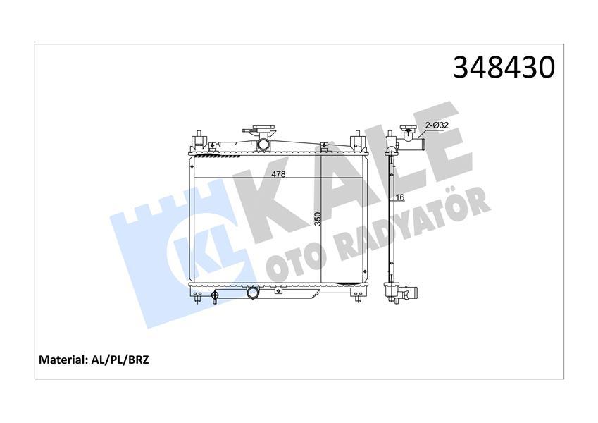 RADYATOR ECHO YARIS (MT) AL PL BRZ - KALE - OEM 164000J010