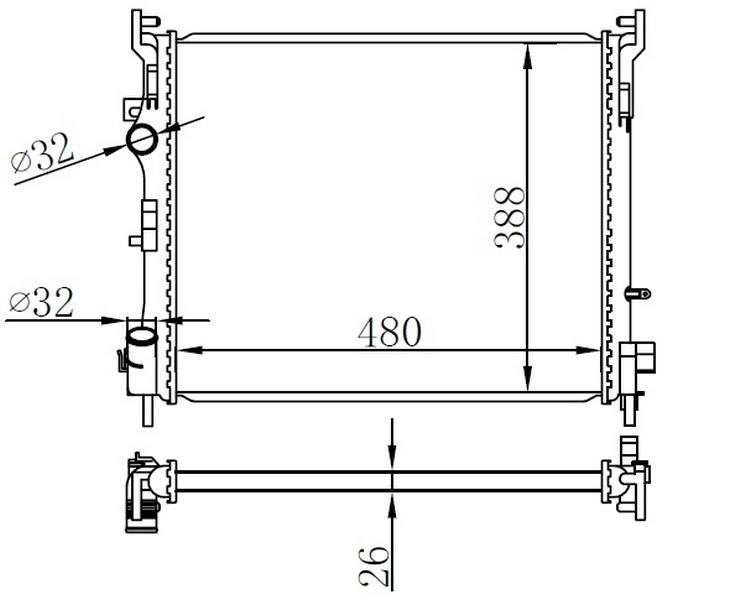 RADYATOR (480X415X34) CLIO 01 THALIA 05 67229 - ORIS - OEM 8200245596
