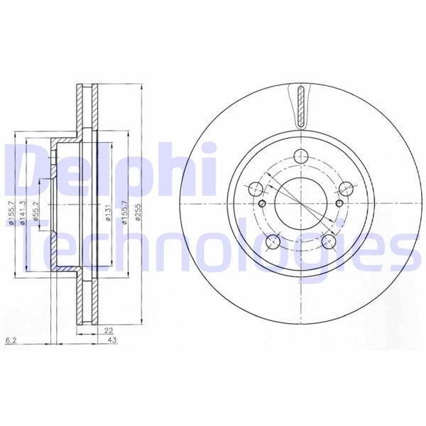 FREN DİSKİ (ÇİFTLİ PAKET). DELİKLİ ÖN TOYOTA PRIUS 01/2004 > 03/2009 - DELPHI - OEM 4351247030