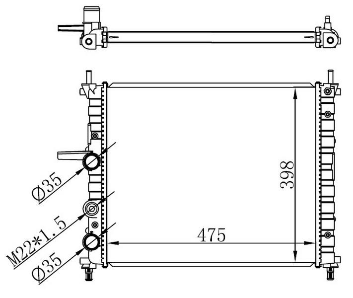 RADYATOR BRAVO BRAVA MAREA 1.2 1.4 1.6 6V (AC+MEK) (480x415x23) (ALUMINYUM) - ORIS - OEM 46525657